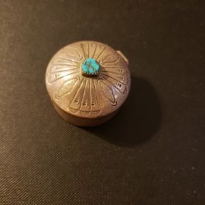 Sterling silver trinket box with turquoise